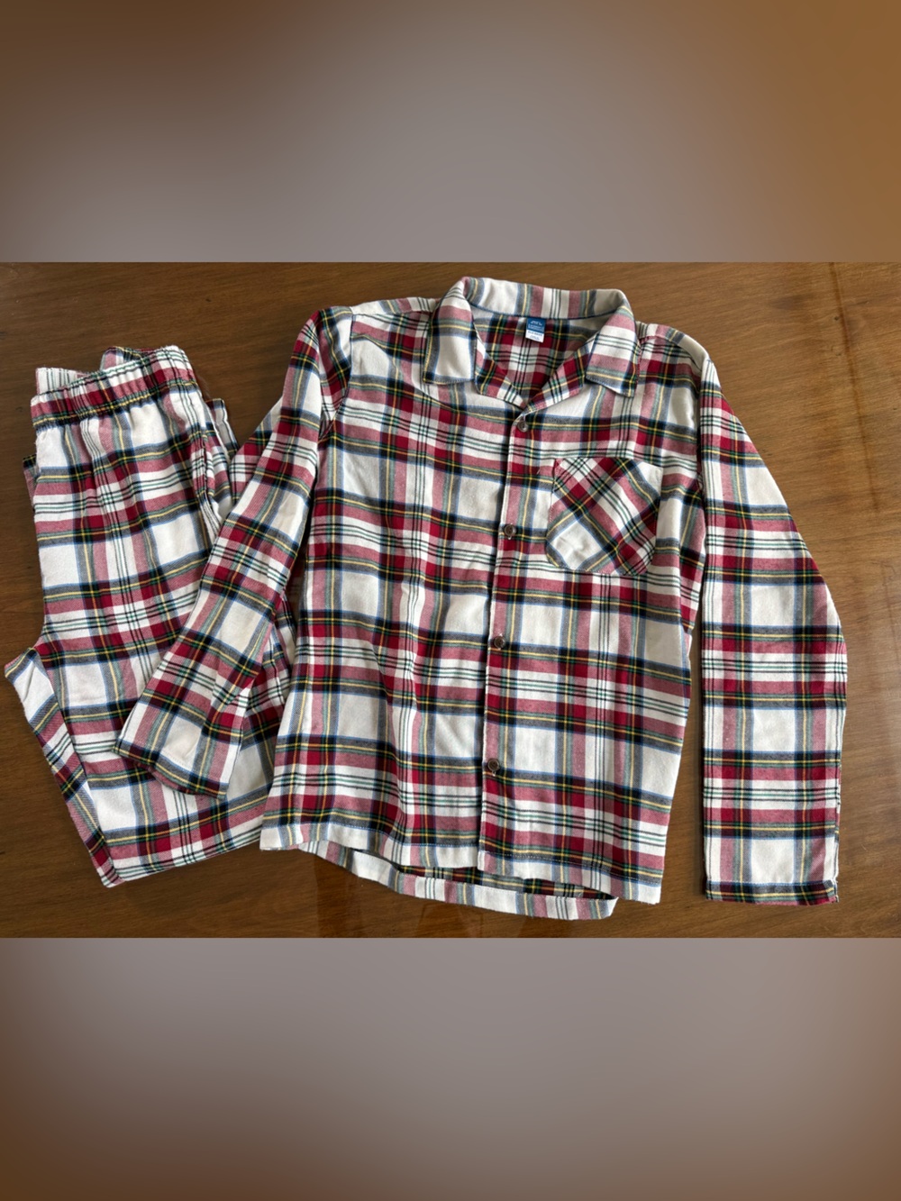 Old Navy Red White Plaid Kids Pajama Top
